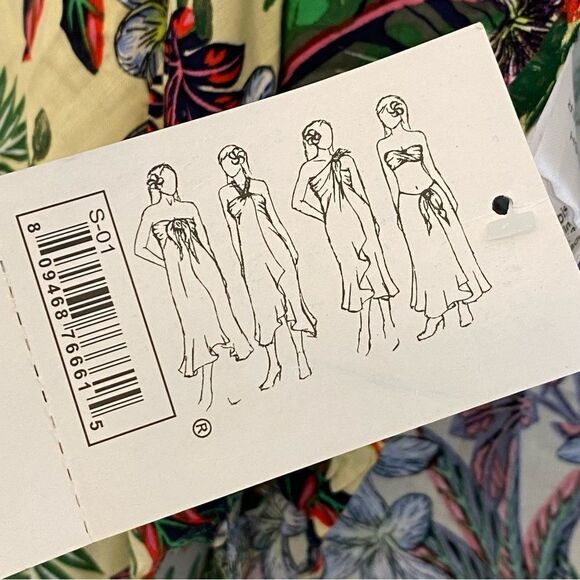 Green Hibiscus Tropical flower SARONG Wrap Skirt swimsuit cover up OS NEW - Picture 5 of 6